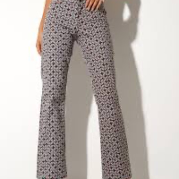 Motel Rocks Pattern Tile Print Low Rise Full Length Trousers Size Medium - Picture 1 of 6